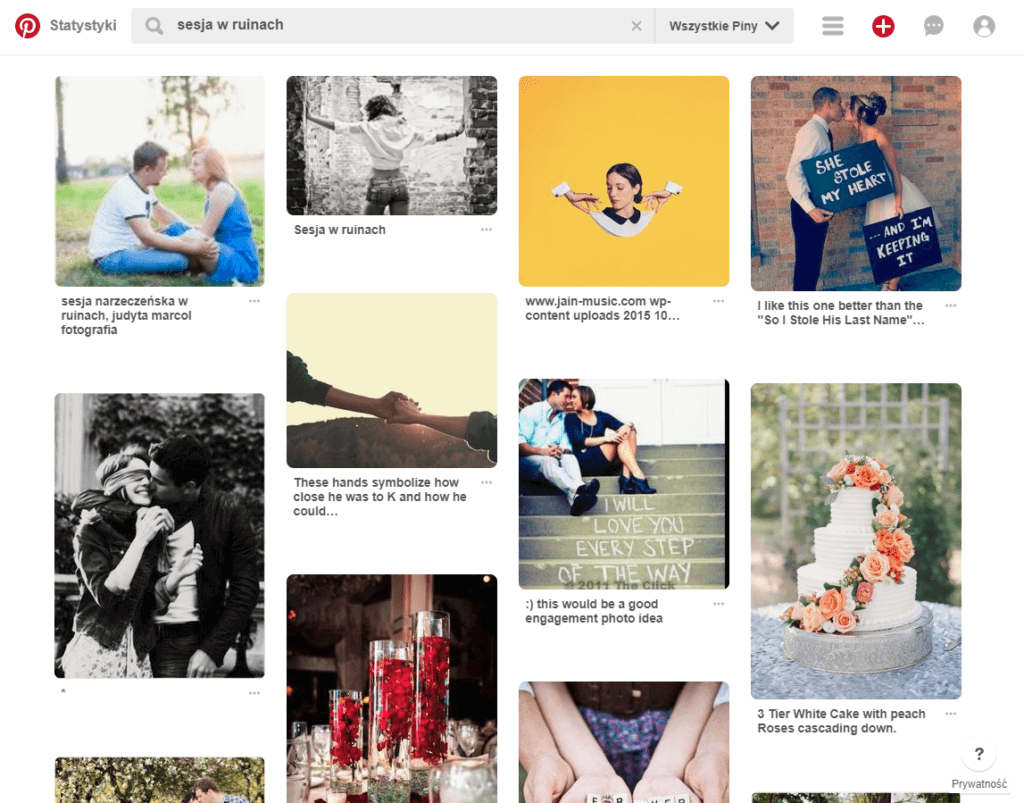 Wyniki wyszukiwania na Pinterest